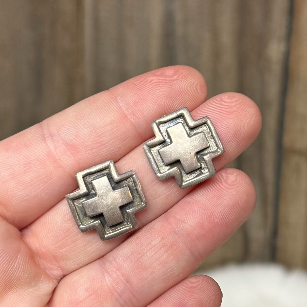 Sterling Silver Cross Post Earrings